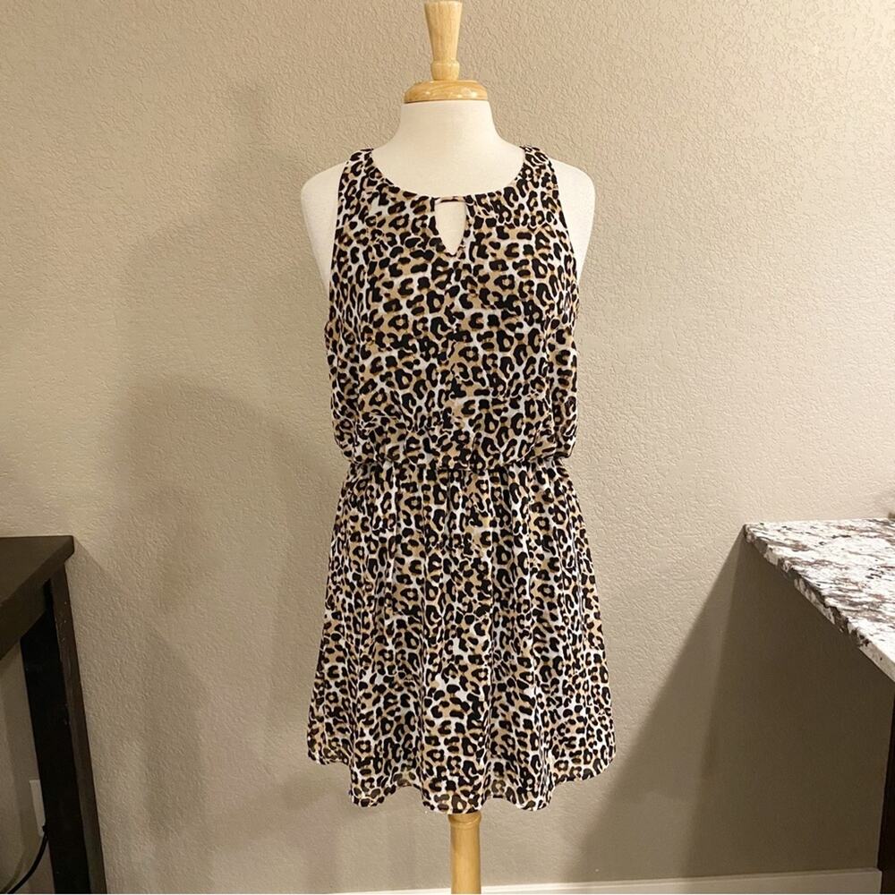 Xhilaration Cheetah Print Sleeveless Dress Fully Lined Size L